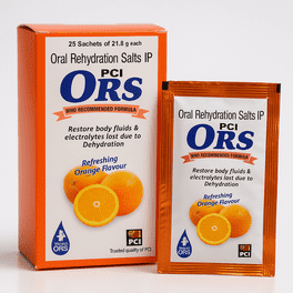 PCI ORS Orange Flavour – Oral Rehydration Salts Sachet (21.8 g)