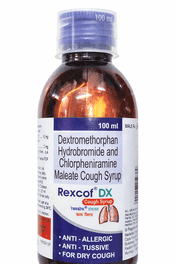 Rexcof DX Syrup | Dextromethorphan HBr & Chlorpheniramine Maleate | Dry Cough Relief Syrup